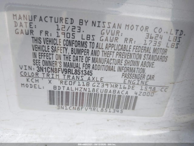 3N1CN8FV9RL851345 Nissan Versa 1.6 Sr
