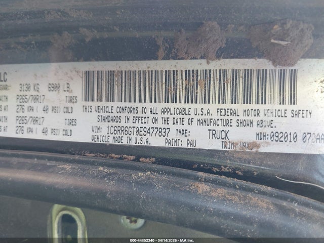 44852340 :رقم المزاد ، 1C6RR6GT0ES477837 vin ، 2014 Ram 1500 Slt مزاد بيع