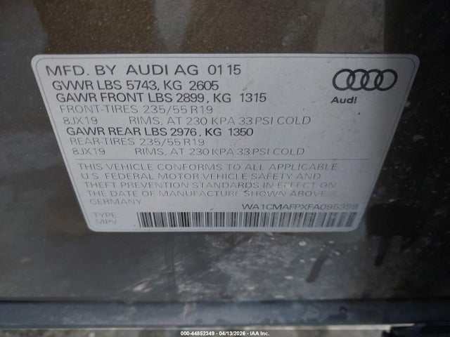 Продажа на аукционе авто 2015 Audi Q5 3.0 Tdi Premium Plus, vin: WA1CMAFPXFA095398, номер лота: 44852349