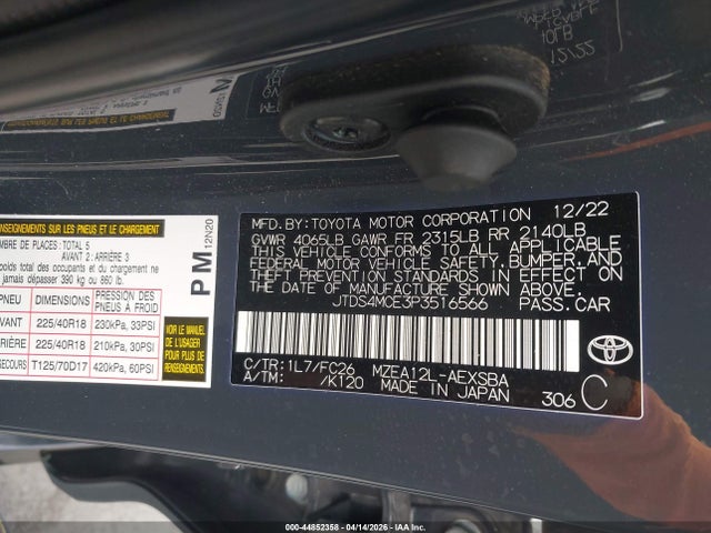 Toyota COROLLA SE 2023 JTDS4MCE3P3516566 Image 9