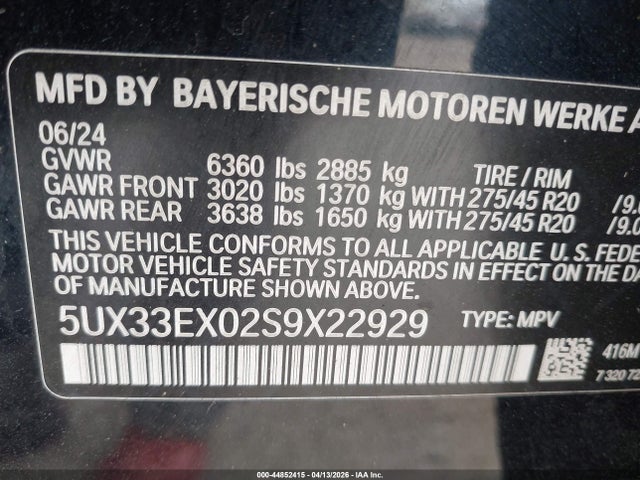 5UX33EX02S9X22929 BMW X6 Xdrive40i