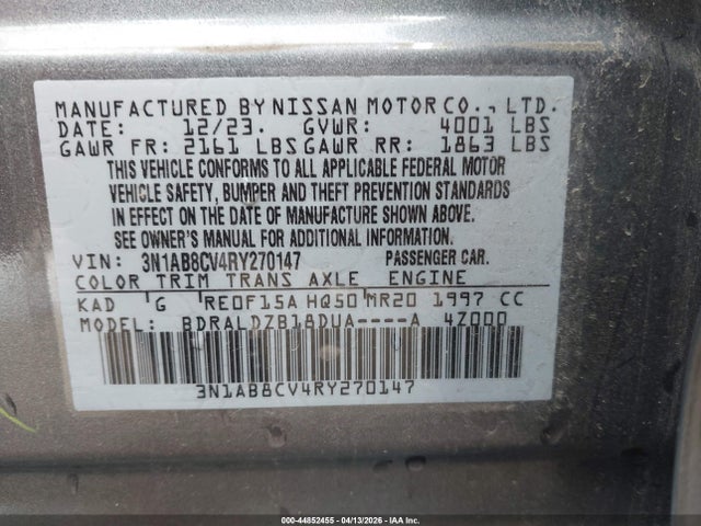 44852455 :رقم المزاد ، 3N1AB8CV4RY270147 vin ، 2024 Nissan Sentra Sv Xtronic Cvt مزاد بيع