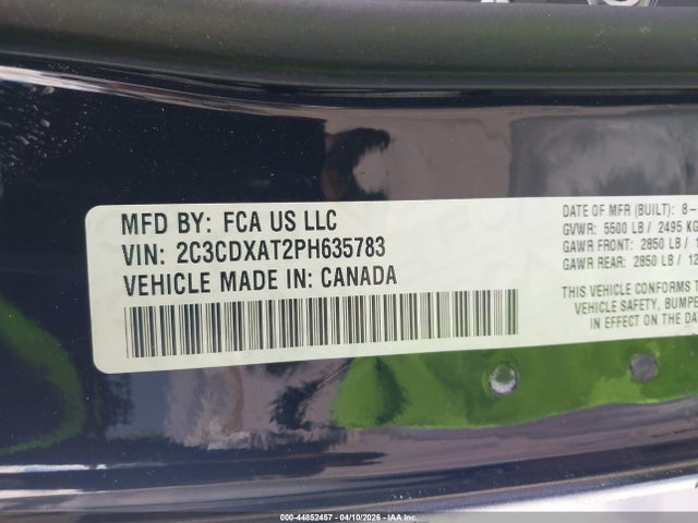 2023 Dodge Charger Police Rwd მანქანა იყიდება აუქციონზე, vin: 2C3CDXAT2PH635783, აუქციონის ნომერი: 44852457