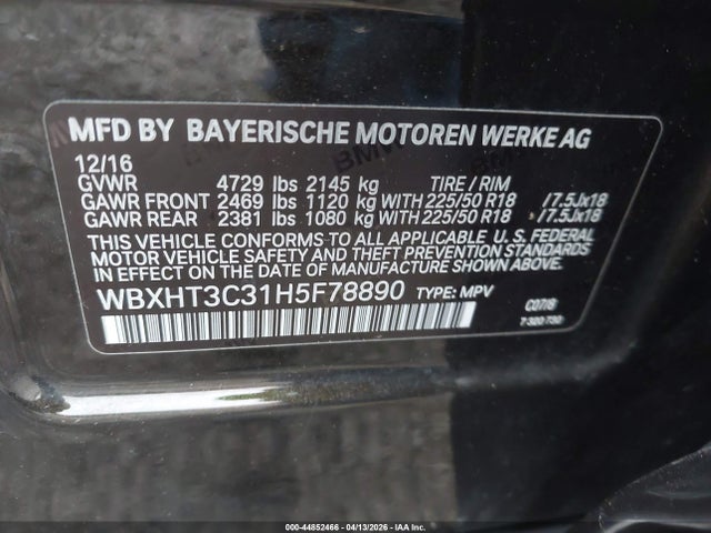 Продажа на аукционе авто 2017 Bmw X1 Xdrive28i, vin: WBXHT3C31H5F78890, номер лота: 44852466