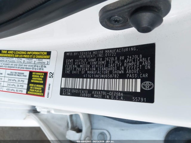 4T1G11AK5NU658782 Toyota CAMRY SE