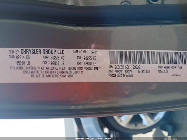 Продаж на аукціоні авто 2012 Dodge Charger Sxt, vin: 2C3CDXHG6CH129232, номер лоту: 44852536