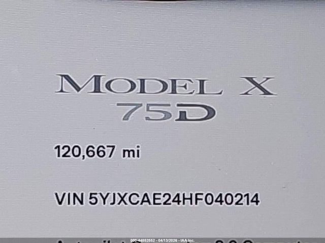 5YJXCAE24HF040214 Tesla Model X 100d/75d/90d