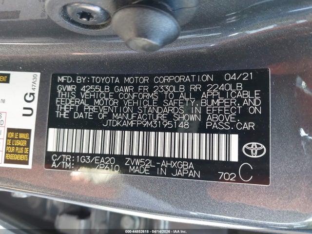 JTDKAMFP9M3195148 Toyota Prius Prime Xle