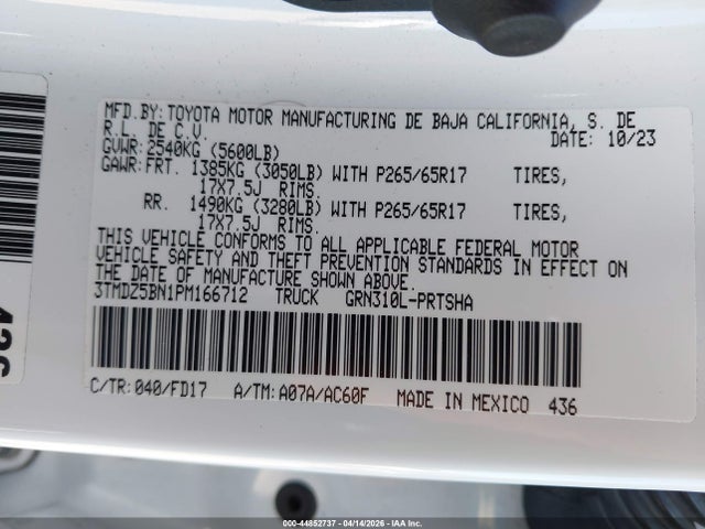 3TMDZ5BN1PM166712 Toyota Tacoma Trd Sport