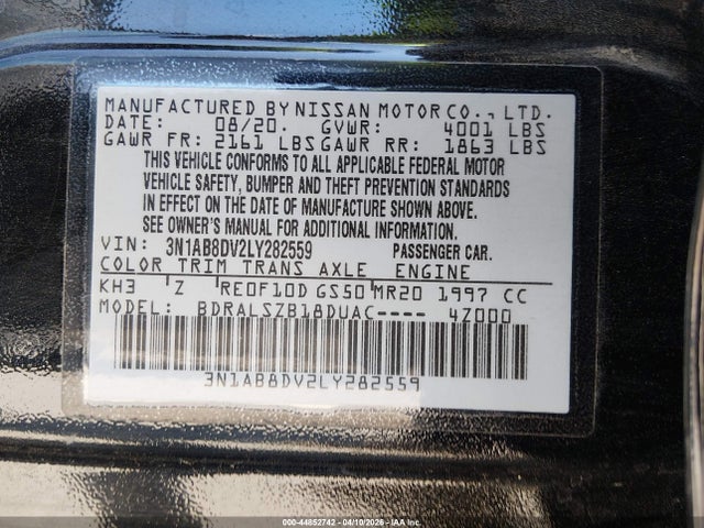 Продажа на аукционе авто 2020 Nissan Sentra Sr Xtronic Cvt, vin: 3N1AB8DV2LY282559, номер лота: 44852742