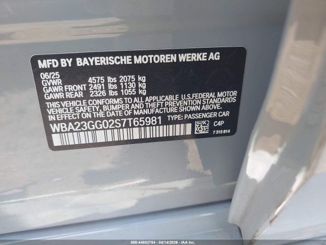 Aukcja sprzedaży 2025 Bmw 228 Gran Coupe Xdrive, vin: WBA23GG02S7T65981, numer aukcji: 44852784