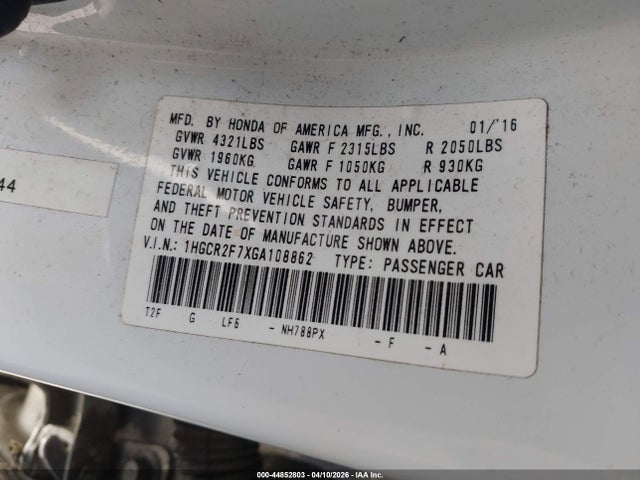 1HGCR2F7XGA108862 Honda ACCORD EX