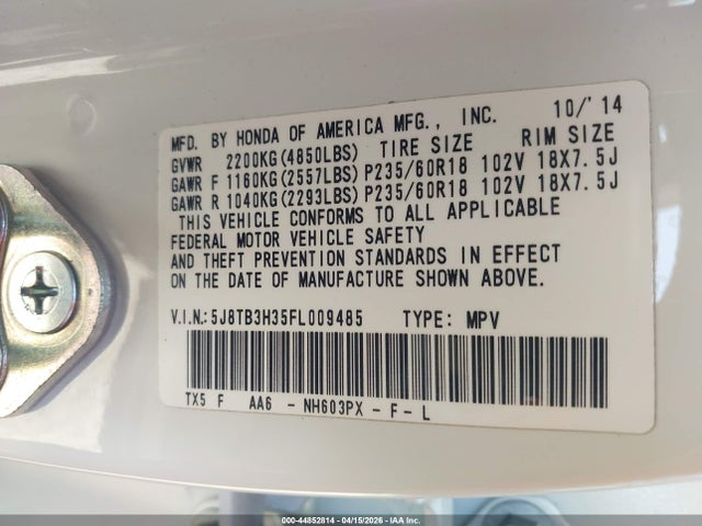 5J8TB3H35FL009485 Acura RDX