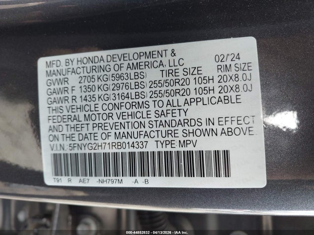 Honda Pilot Touring 2024 5FNYG2H71RB014337 Image 9