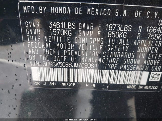 3HGGK5G68JM709064 Honda Fit Sport