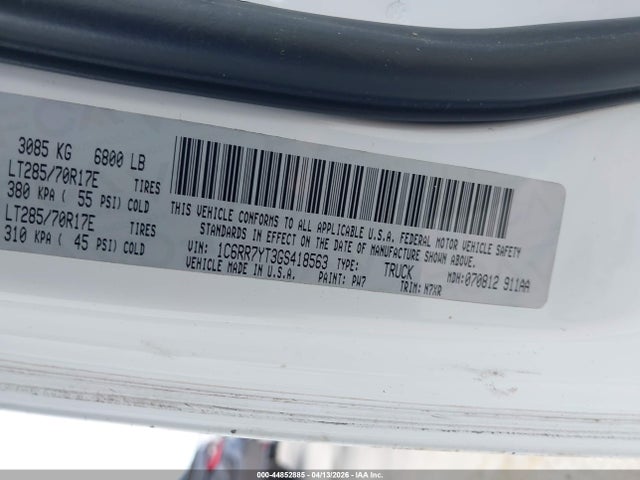 Продажа на аукционе авто 2016 Ram 1500 Rebel, vin: 1C6RR7YT3GS418563, номер лота: 44852885