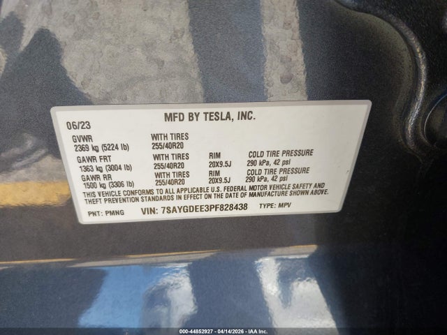 7SAYGDEE3PF828438 Tesla Model Y Awd/long Range Dual Motor All-wheel Drive