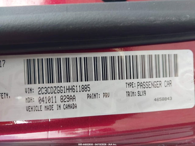 Aukcja sprzedaży 2017 Dodge Challenger Gt, vin: 2C3CDZGG1HH611885, numer aukcji: 44852930