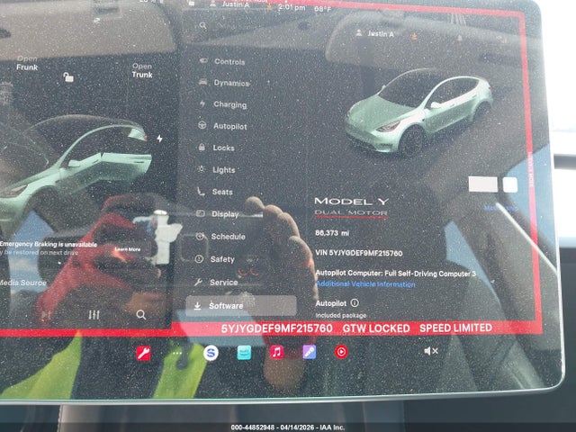 Aukcja sprzedaży 2021 Tesla Model Y Performance Dual Motor All-wheel Drive, vin: 5YJYGDEF9MF215760, numer aukcji: 44852948