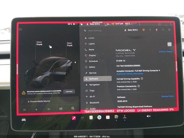 Aukcja sprzedaży 2025 Tesla Model Y Long Range Dual Motor All-wheel Drive, vin: 7SAYGDEE8SA359952, numer aukcji: 44852971