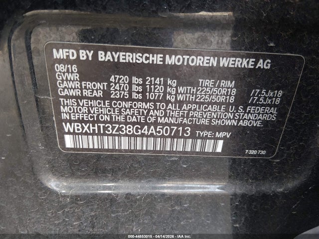 Продажа на аукционе авто 2016 Bmw X1 Xdrive28i, vin: WBXHT3Z38G4A50713, номер лота: 44853015