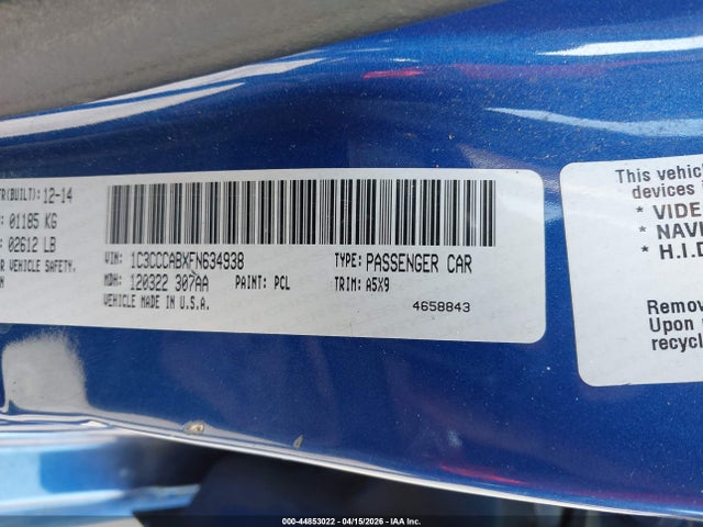 2015 Chrysler 200 Limited მანქანა იყიდება აუქციონზე, vin: 1C3CCCABXFN634938, აუქციონის ნომერი: 44853022