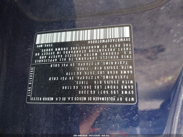 Продаж на аукціоні авто 2023 Volkswagen Tiguan 2.0t Se, vin: 3VVMB7AX0PM070056, номер лоту: 44853029