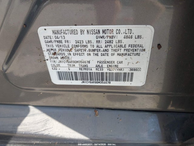 Продажа на аукционе авто 2013 Infiniti G37x, vin: JN1CV6AR9DM354678, номер лота: 44853031