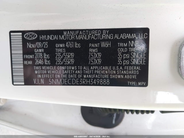 Продажа на аукционе авто 2024 Hyundai Tucson Limited, vin: 5NMJECDE3RH349888, номер лота: 44853097