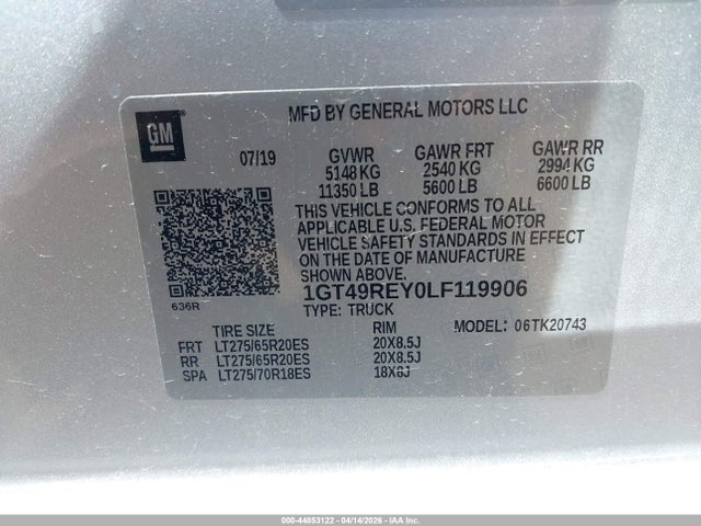 Продажа на аукционе авто 2020 Gmc Sierra 2500hd 4wd  Standard Bed Denali, vin: 1GT49REY0LF119906, номер лота: 44853122