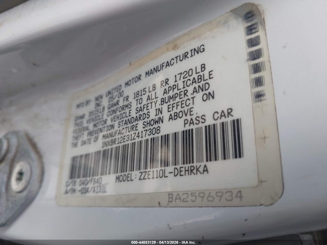 2001 TOYOTA COROLLA 1NXBR12E31Z417308 Photo 8