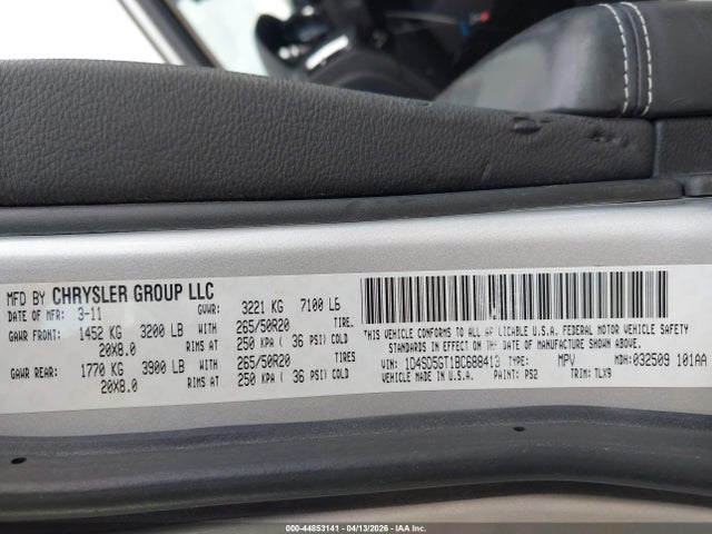 44853141 :رقم المزاد ، 1D4SD5GT1BC688413 vin ، 2011 Dodge Durango Citadel مزاد بيع