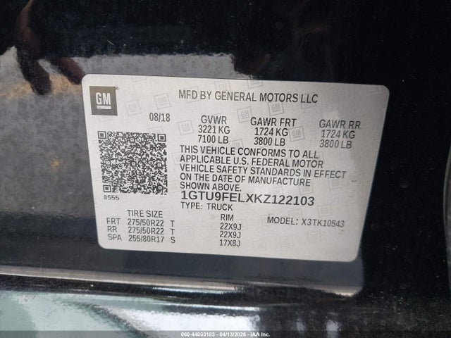 Aukcja sprzedaży 2019 Gmc Sierra 1500 Denali, vin: 1GTU9FELXKZ122103, numer aukcji: 44853183