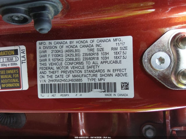 Aukcja sprzedaży 2018 Honda Cr-v Ex, vin: 2HKRW2H50JH609885, numer aukcji: 44853191