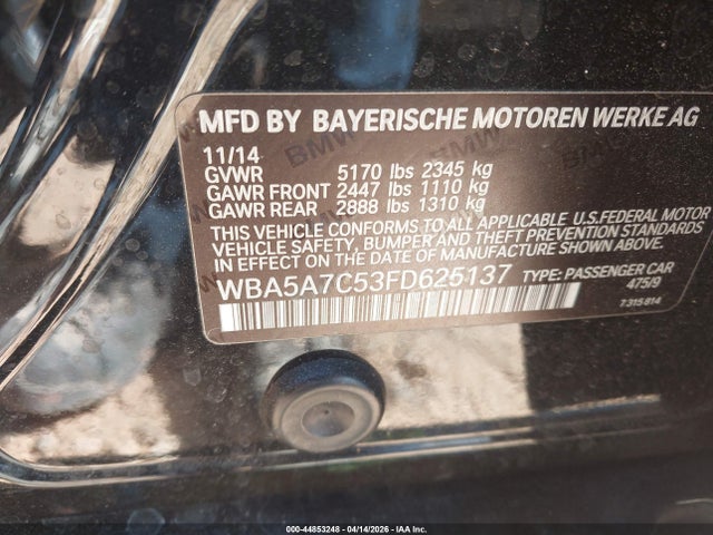 Продаж на аукціоні авто 2015 Bmw 528i Xdrive, vin: WBA5A7C53FD625137, номер лоту: 44853248