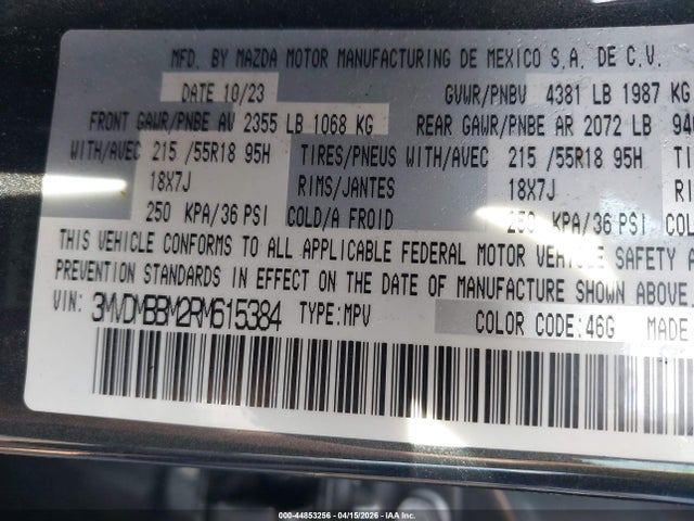 44853256 :رقم المزاد ، 3MVDMBBM2RM615384 vin ، 2024 Mazda Cx-30 2.5 S Select Sport مزاد بيع