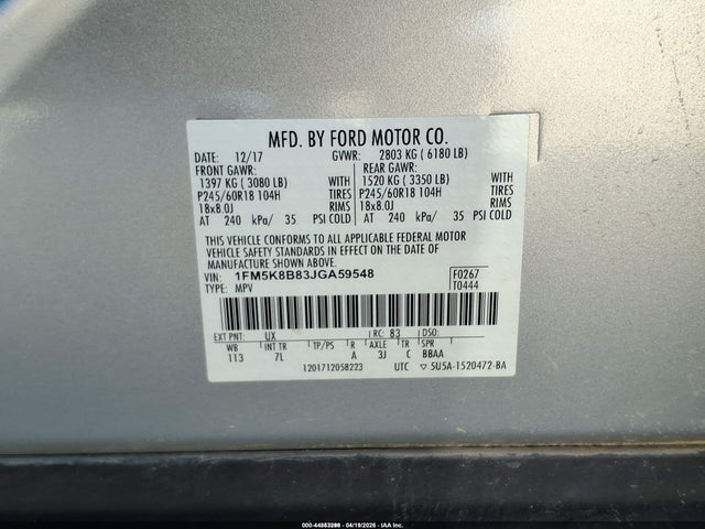 2018 FORD EXPLORER 1FM5K8B83JGA59548 Photo 8