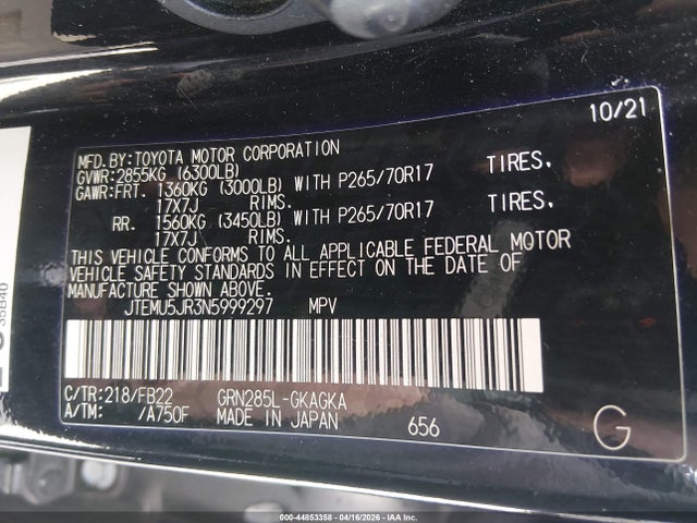 JTEMU5JR3N5999297 Toyota 4RUNNER SR5