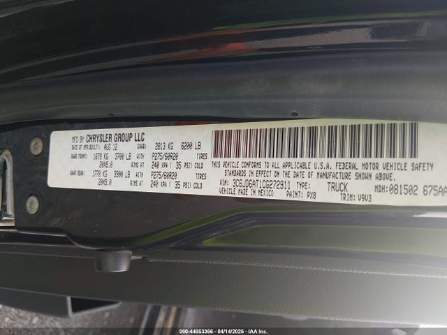 2012 Ram 1500 St მანქანა იყიდება აუქციონზე, vin: 3C6JD6AT1CG272911, აუქციონის ნომერი: 44853366