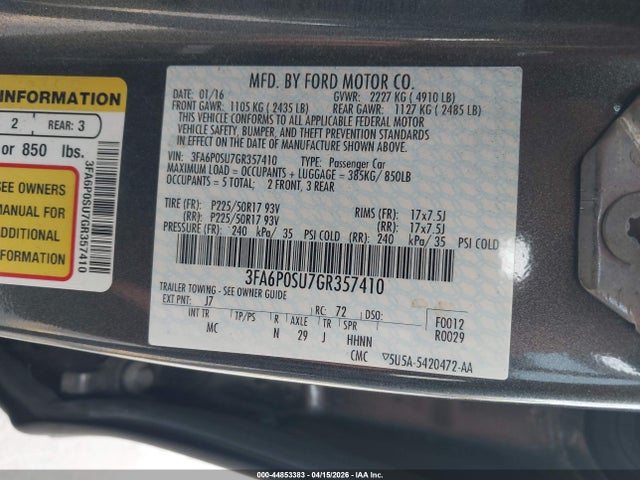 Ford Fusion Energi Titanium 2016 3FA6P0SU7GR357410 Image 9
