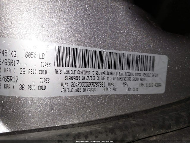 Dodge Grand Caravan Sxt 2019 2C4RDGCG2KR787961 Image 9