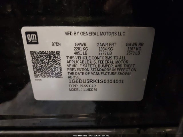 Aukcja sprzedaży 2025 Cadillac Ct5 Sport Rwd, vin: 1G6DU5RK1S0104011, numer aukcji: 44853417