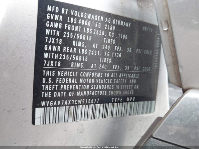 2012 VOLKSWAGEN TIGUAN WVGAV7AX3CW515677 Photo 8