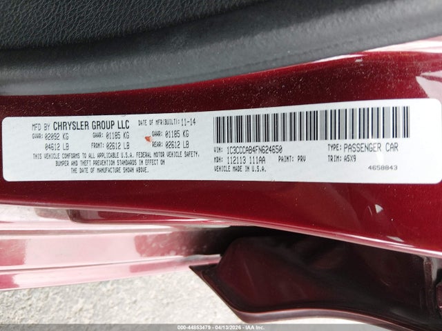 44853479 :رقم المزاد ، 1C3CCCAB4FN624650 vin ، 2015 Chrysler 200 Limited مزاد بيع