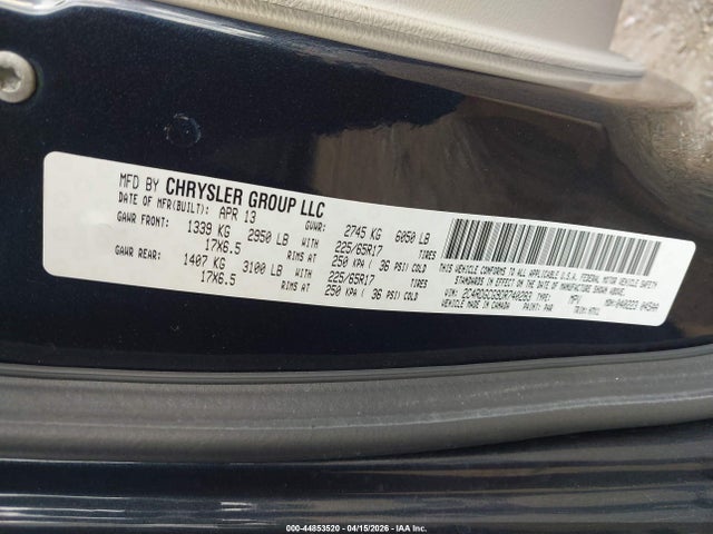 Aukcja sprzedaży 2013 Dodge Grand Caravan Sxt, vin: 2C4RDGCG9DR740283, numer aukcji: 44853520