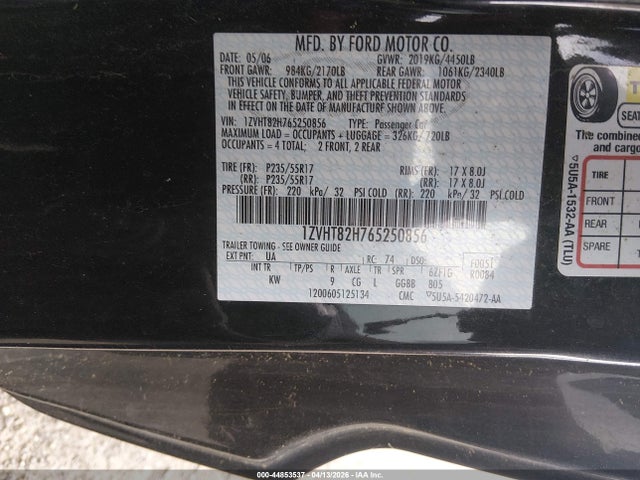 2006 FORD MUSTANG 1ZVHT82H765250856 Photo 8