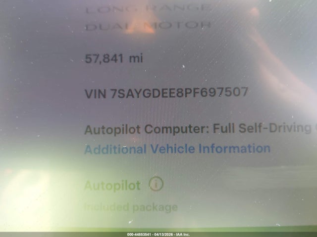 Продажа на аукционе авто 2023 Tesla Model Y Awd/long Range Dual Motor All-wheel Drive, vin: 7SAYGDEE8PF697507, номер лота: 44853541