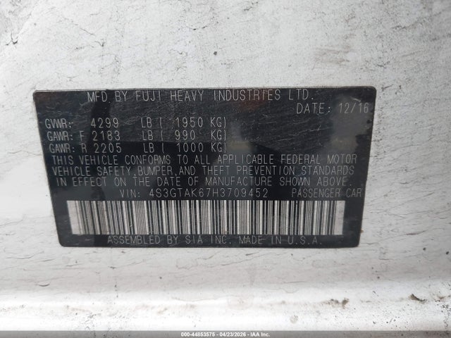 4S3GTAK67H3709452 Subaru Impreza 2.0i Sport