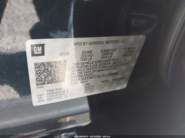 1GKS1GKC1LR128886 GMC Yukon Xl 2wd Slt