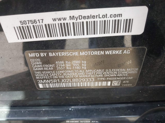 3MW5R1J02L8B29333 BMW 330I